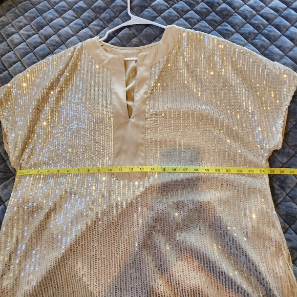 Luxe hold notched neck party sequins blouse - Picture 6 of 6